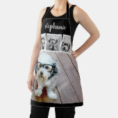 Trendy 4 Foto Collage Script Name White Black Schürze (InSitu)