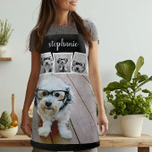 Trendy 4 Foto Collage Script Name White Black Schürze