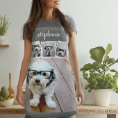 Trendy 4 Foto Collage Script Name White Gray Schürze