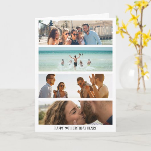 Trendy 4 Foto | Jedes Alter und jeder Name Geburts Karte (Gelbe Blume)