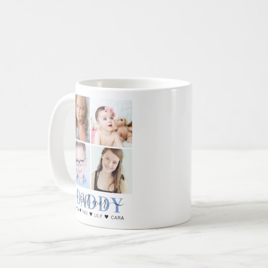 Trendy 4 Insta Foto Collage 'Best Daddy Ever' Kaffeetasse (Vorderseite Links)