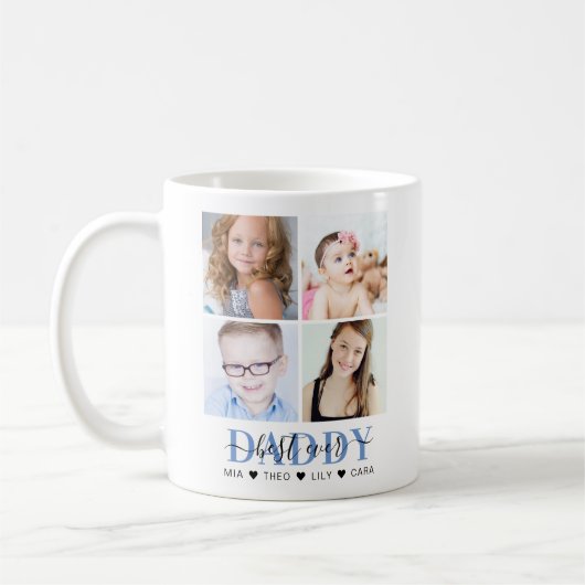 Trendy 4 Insta Foto Collage 'Best Daddy Ever' Kaffeetasse (Links)