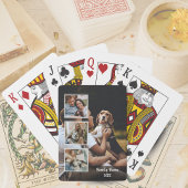 Trendy 4 Photo Collage Family Name Black Poker Car Spielkarten