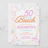 Trendy 50. Beach Geburtstagsfeier Einladung (Vorderseite)