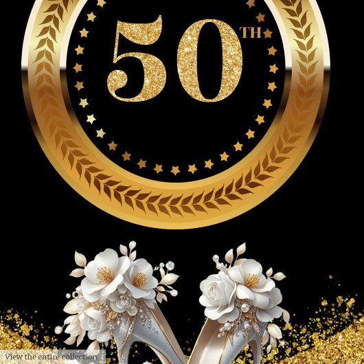 Trendy 50 Birthday Banner Sparkle Silver High Heel Wandteppich
