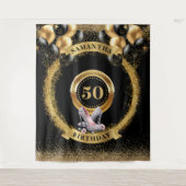 Trendy 50 Birthday Banner Sparkle Silver High Heel Wandteppich (Vorderseite)