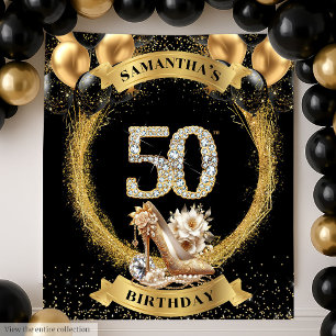 Trendy 50. Geburtstag Diamond Zahlen High Heels Wandteppich
