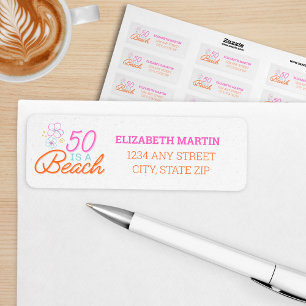 Trendy 50 ist ein "Beach Birthday Return Address L