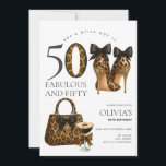 Trendy 50. Leopard Print Fabulous & 50 Geburtstag Einladung<br><div class="desc">Mit diesem 50-jährigen Jubiläum feiern Sie die 50. Geburtstagsfeier mit Leopardenprint-Heelsen,  einer passenden Tasche und einem expresso-Cocktailglas. Ideal für eine gläserne Geburtstagsfeier,  kokett 30 Bash oder eine stilvolle Meilensteinzeit.</div>