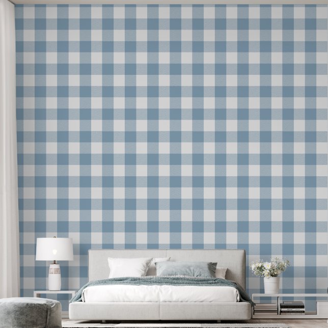 Trendy 6" Light Blue Buffalo Karo Tapete (Schlafzimmer)