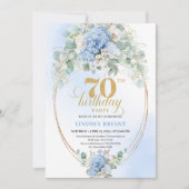 Trendy 70th Birthday Pastel Blue Floral Invitation Einladung (Vorderseite)