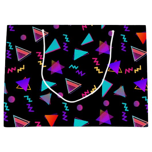 Trendy 80er Black Große Geschenktüte (Vorderseite)