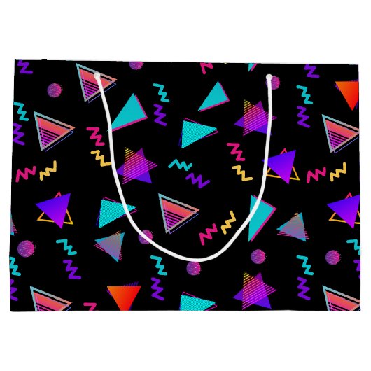 Trendy 80er Black Große Geschenktüte (Rückseite)