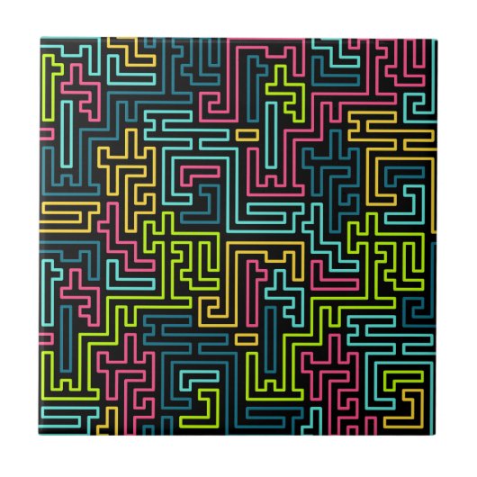 Trendy 80er Black Pattern Fliese (Vorderseite)