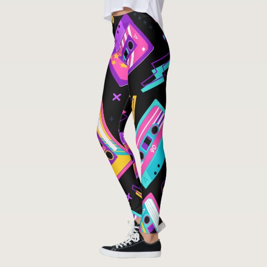Trendy 80er Cassette Pattern Leggings (Links)