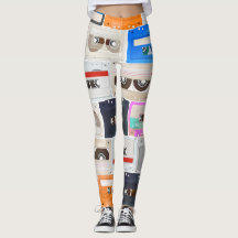 Trendy 80er Cassette Pattern Leggings