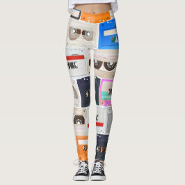 Trendy 80er Cassette Pattern Leggings