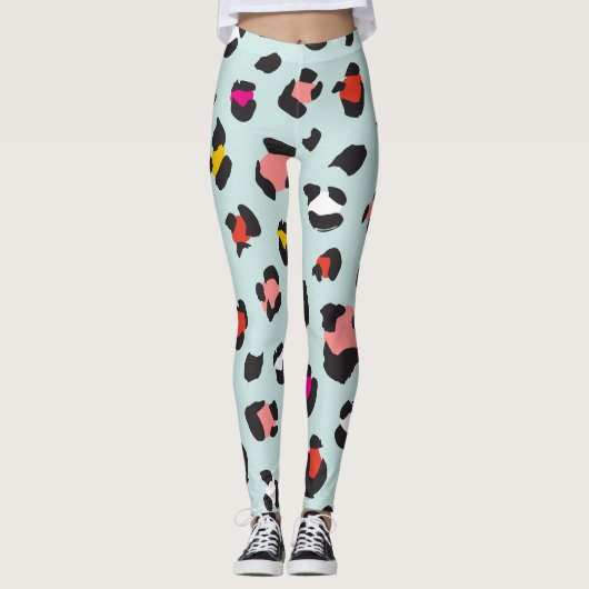 Trendy 80er Leopard Pattern Leggings (Vorderseite)
