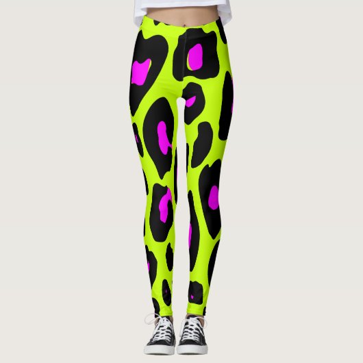 Trendy 80er Leopard Pattern Leggings (Vorderseite)