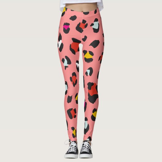 Trendy 80er Leopard Pattern Leggings (Vorderseite)