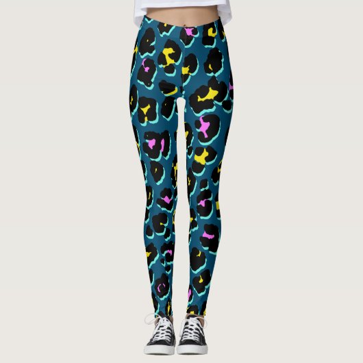Trendy 80er Leopard Pattern Leggings (Vorderseite)