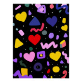 Trendy 80er Pattern Blue Ink Pen Poster (Vorderseite)