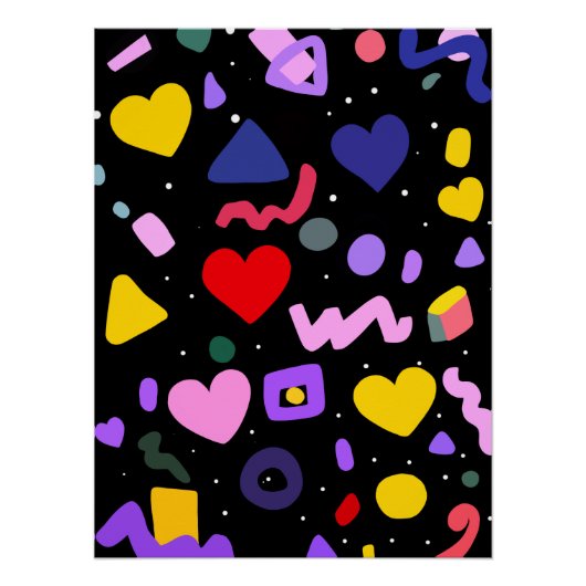 Trendy 80er Pattern Blue Ink Pen Poster (Vorderseite)