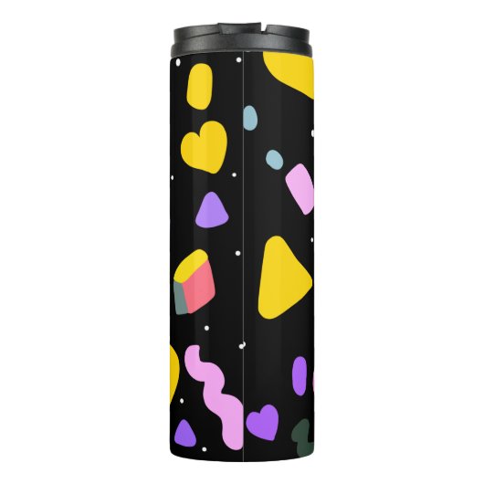 Trendy 80er Pattern Blue Ink Pen Thermosbecher (Rückseite)