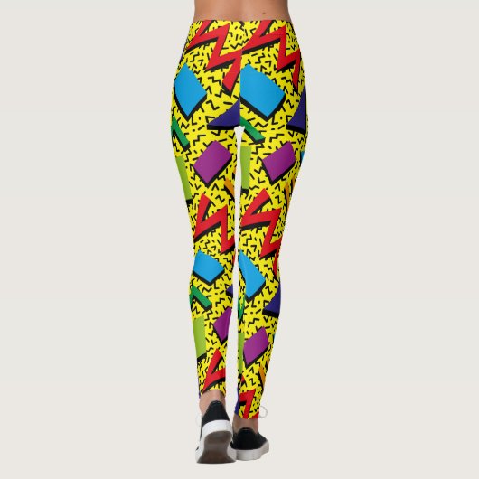 Trendy 80er Pattern farbenfroh gelb Leggings (Rückseite)