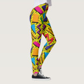 Trendy 80er Pattern farbenfroh gelb Leggings (Rechts)