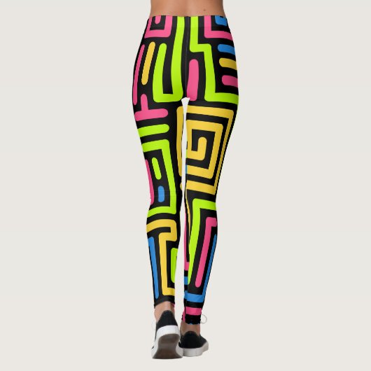 Trendy 80er Pattern farbenfrohe Leggings (Rückseite)