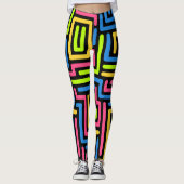 Trendy 80er Pattern farbenfrohe Leggings (Vorderseite)