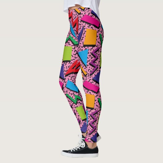 Trendy 80er Pattern farbenfrohe rosa Leggings (Links)