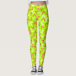 Trendy 80er Pattern Green Leggings