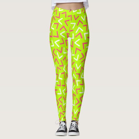 Trendy 80er Pattern Green Leggings (Vorderseite)