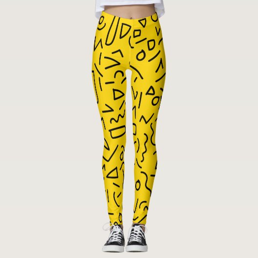 Trendy 80er Pattern Yellow Leggings (Vorderseite)