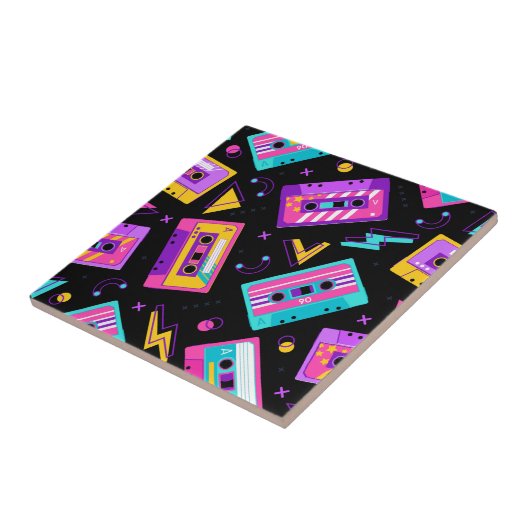 Trendy 80er Retro Cassette Pattern Fliese (Seite)