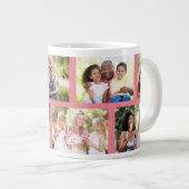 Trendy 8 Picture Masonry Grid Pink Foto Jumbo-Tasse (Vorderseite Rechts)