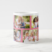 Trendy 8 Picture Masonry Grid Pink Foto Jumbo-Tasse (Vorderseite)