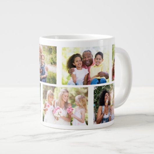 Trendy 8 Picture Masonry Grid Weißes Foto Jumbo-Tasse (Vorderseite Rechts)
