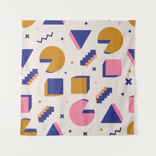 Trendy 90er Memphis geometrisches nahtloses Muster Wandteppich (Vorderseite)