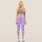 Trendy 90er Roller Skate neon Theme Capri Leggings (Vorderseite)