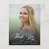 Trendy Abschluss Calligraphy Danke-Card Postkarte (Vorderseite)