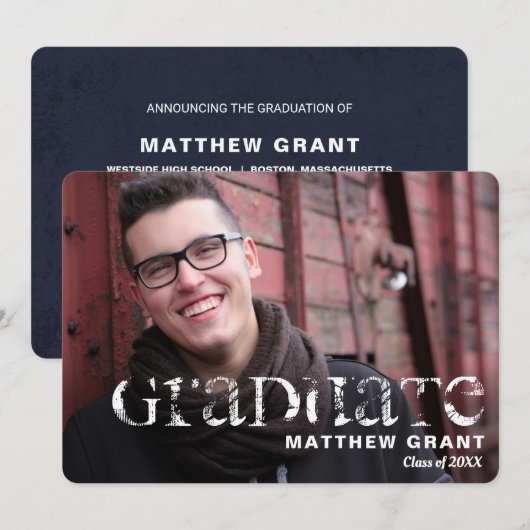 Trendy Abschluss Celebration Einladung (Vorne/Hinten)