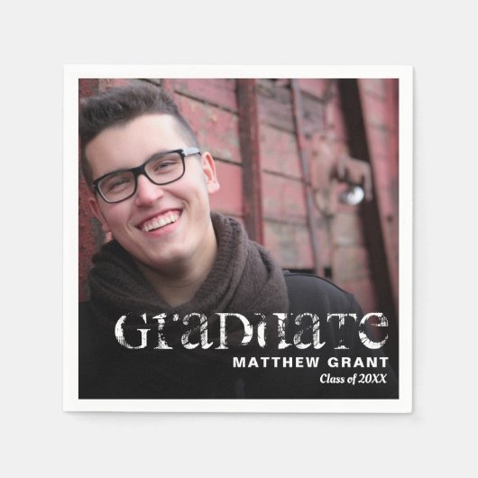 Trendy Abschluss Celebration Foto Serviette (Vorderseite)