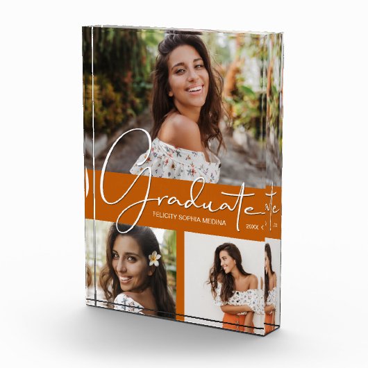 Trendy Abschluss Collage on Burnt Orange Fotoblock (Rechts)