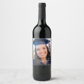 Trendy Abschluss Foto Personalisiertes Party Weinetikett (Vorderseite)