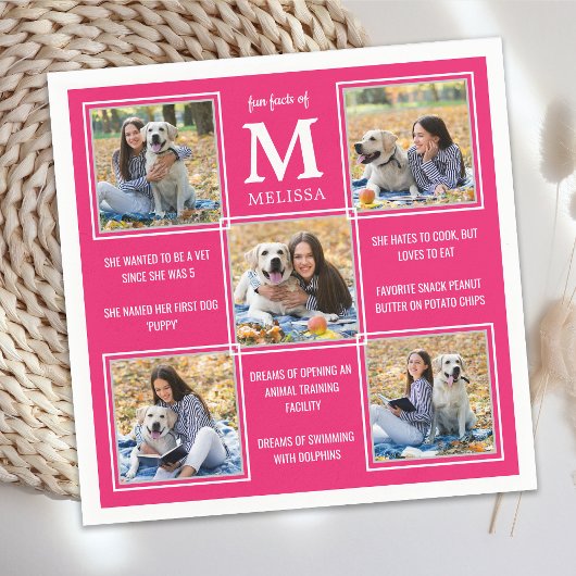 Trendy Abschluss Fun Fakten Foto Collage Napkins Serviette