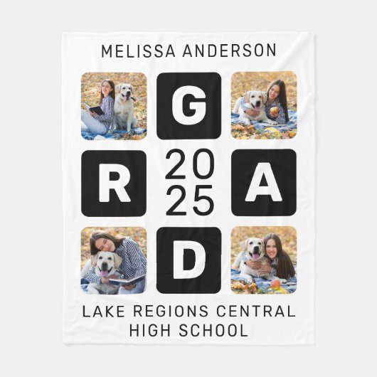 Trendy Abschluss Keepake Einzigartiges Foto Collag Fleecedecke (Vorderseite)