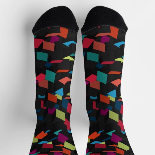 Trendy Abstract Geometric Cube Pattern Socken (Oben)